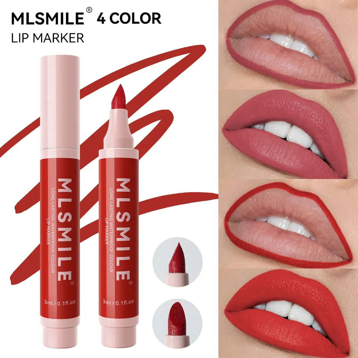 2-in-1 Matte Liquid Lipstick & Lip Liner Marker Pen – Transfer-Proof Waterproof Lip Stain, Highly Pigmented Long-Lasting Velvet Matte Lip Makeup for All-Day Wear